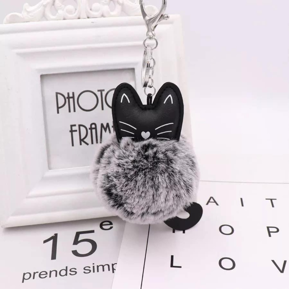 Kitty Pom Pom Keychain